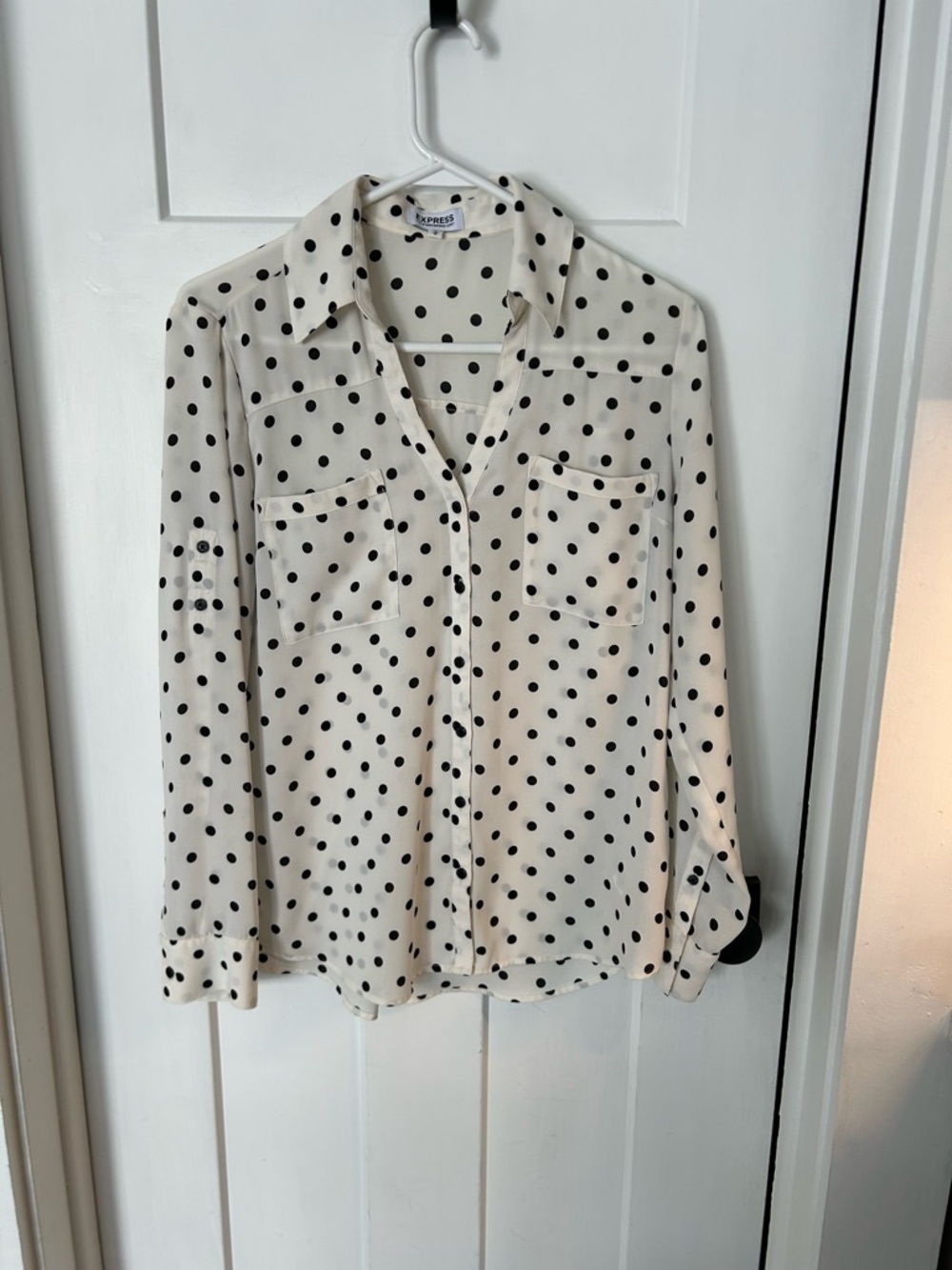 Express Cream Blouse with Black Polka Dots